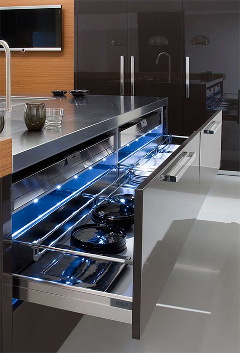 L Shape Stainless Steel Kitchen Cabinet