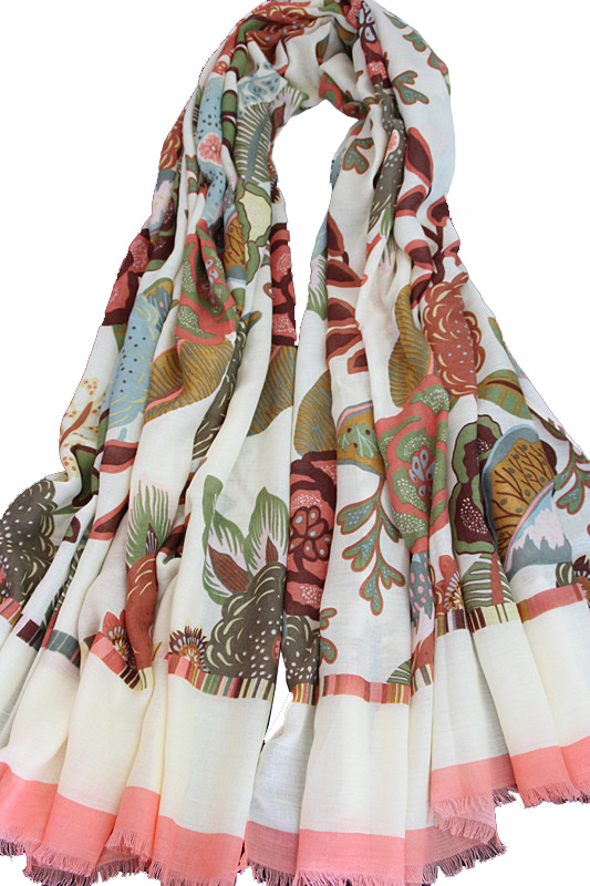 Womens Beach Voile Soft Long Beautiful Flowers Printed Wrap Shawl Scarf (SW106)