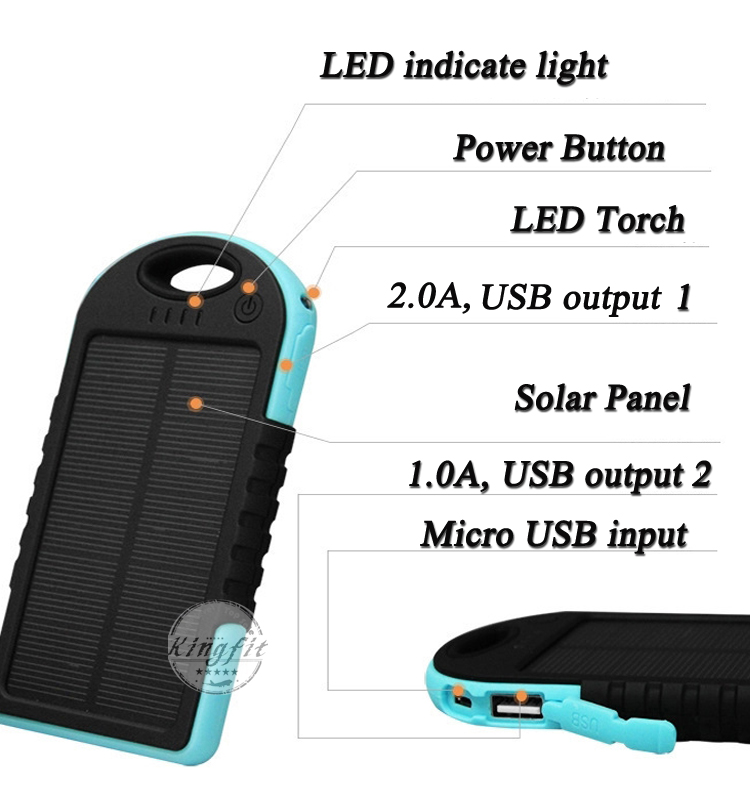 Factory Wholesale Portable Waterproof Mobile Solar Power Bank