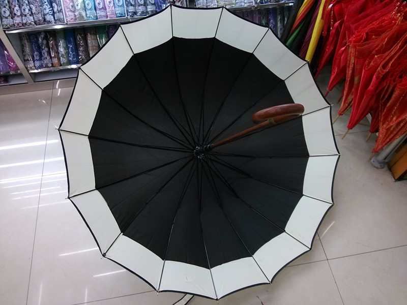 Auto Open Embroider Pongee 16k Straight Umbrella (JYSU-09)