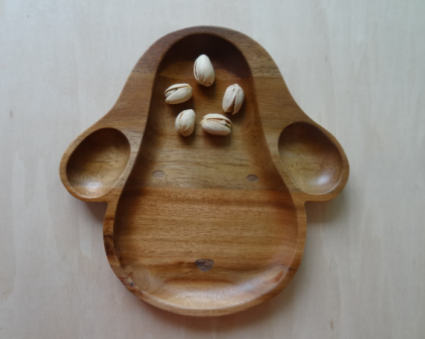 Dog-Shape Food Tray Rubber Wood Fruit Dish