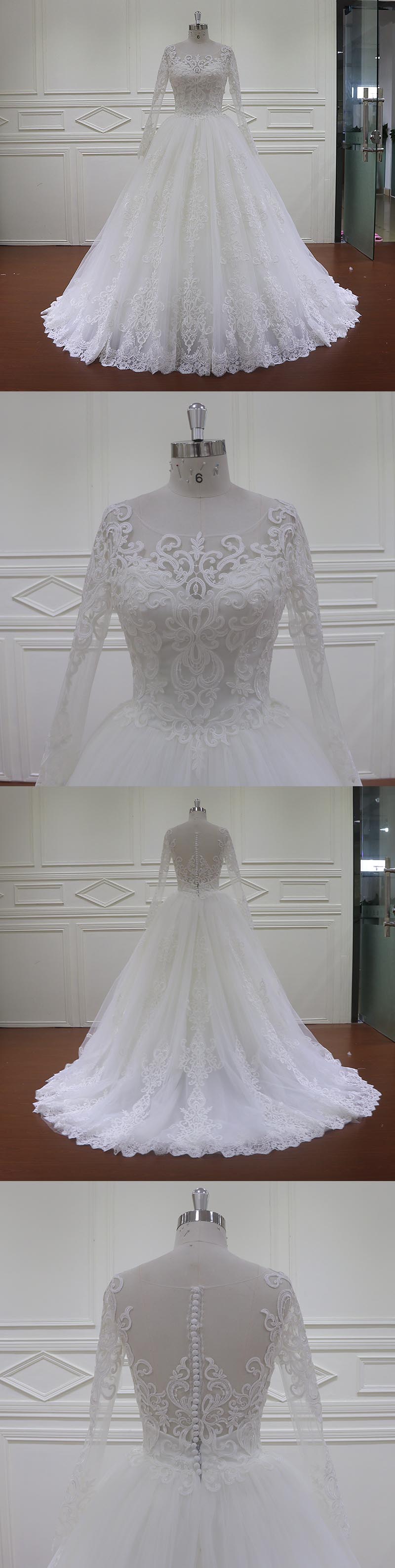 Ivory Wedding Dress Long Sleeve Bridal Dress 2016