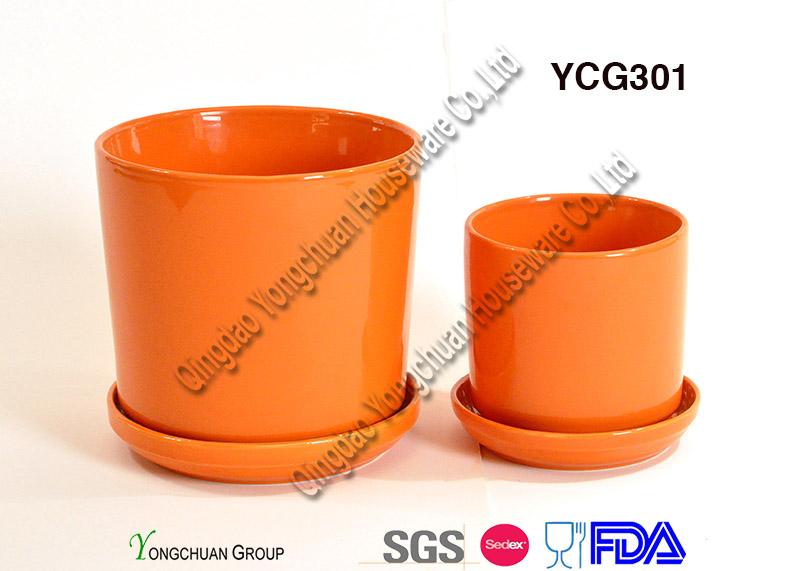 Ceramic Two Tone Decorative Plant Pots Set