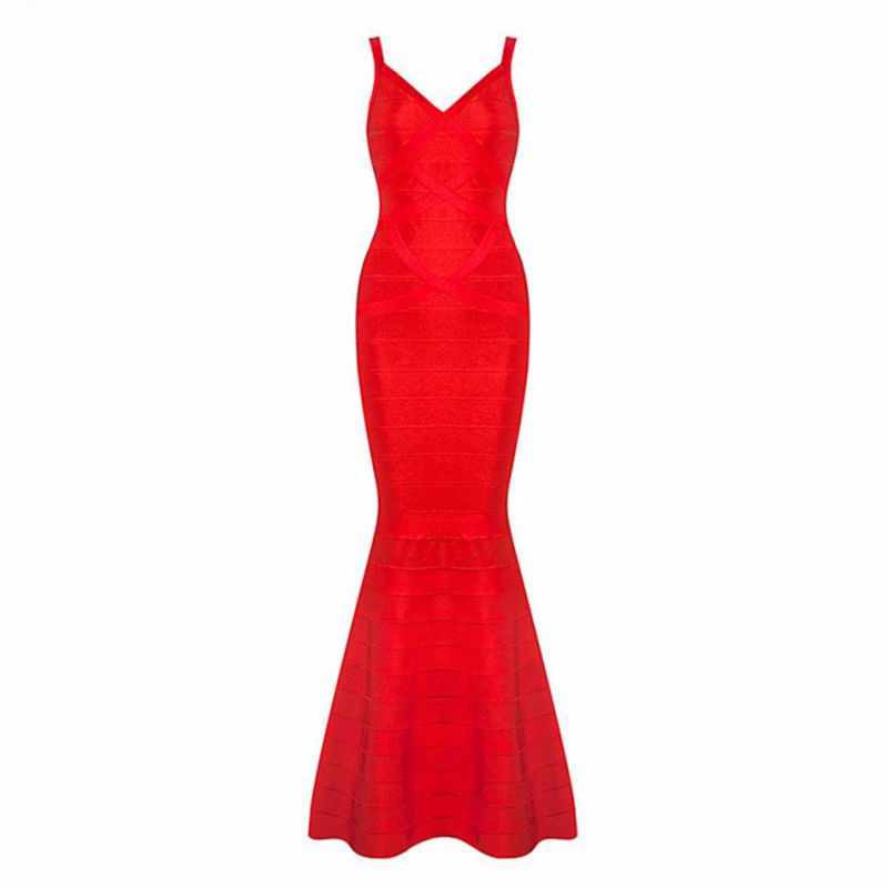 Long Dress Long Bandage Dress Red Dress Sleeveless Fishtail Dress