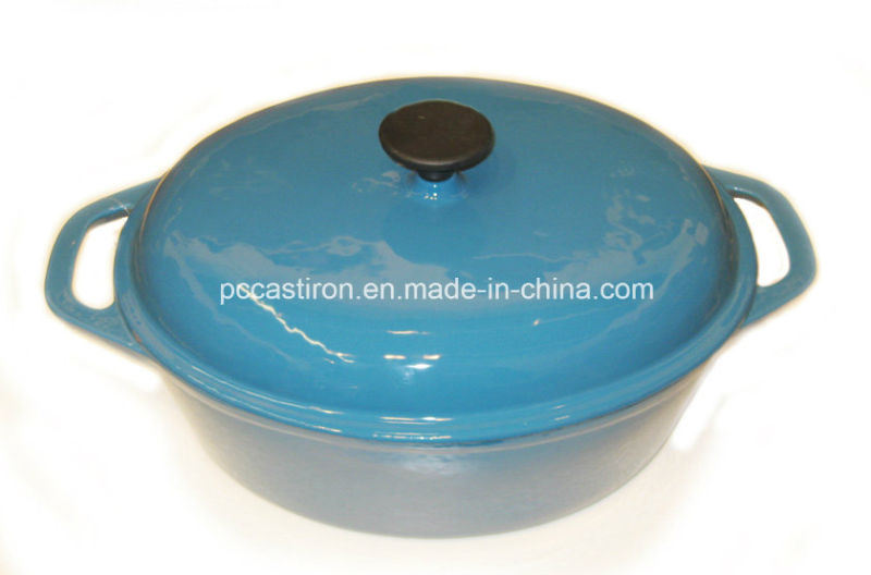 Enamel Oval Cast Iron Dutch Oven China Factory Size 33X26cm