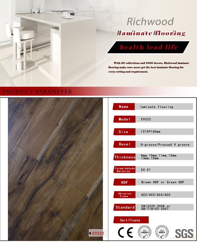 Embossed-in- Register 12mm Parquet AC3 HDF Laminated Floor