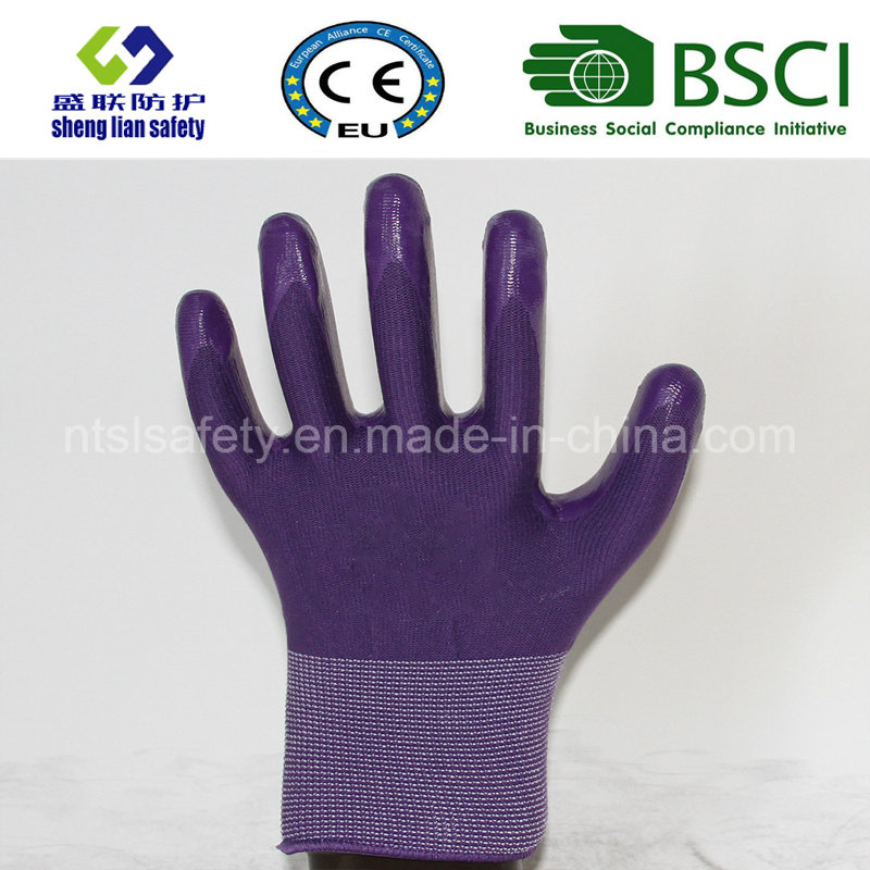 13G Polyester Shell with Nitrile Coated Work Gloves (SL-N108)