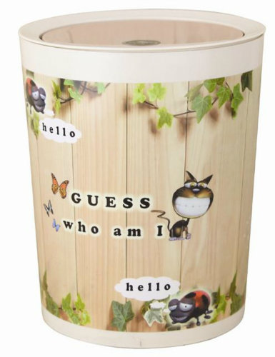 Flip-on Fashion Round Plastic Toilet Pail Paper Basket (FF-5257-1)