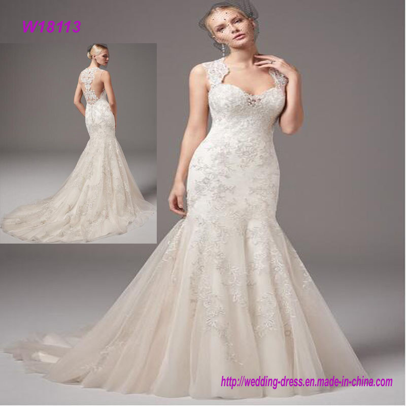 Beautiful Custom Made Puffy Mermaid China Express Wedding Gown Wedding Dress