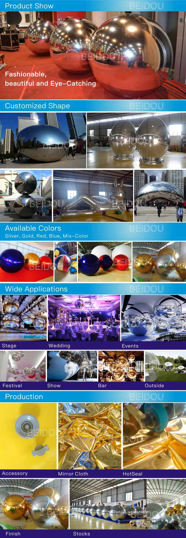 Customized Event Wedding Decorative Inflatable Mirror Disco Balls Inflatable Mirror Ball