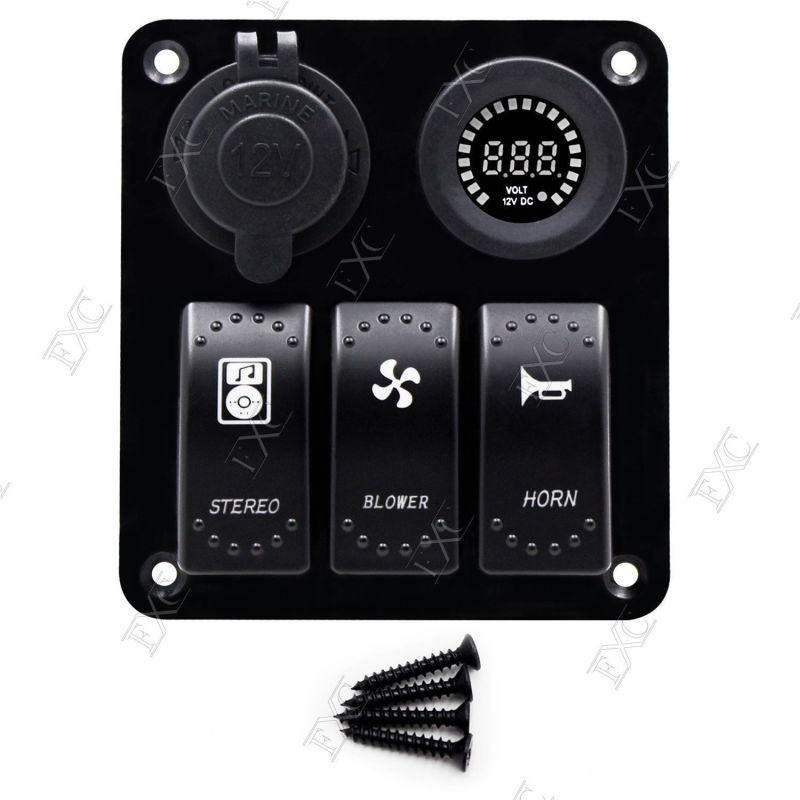 3 Gang Waterproof Marine Aluminum Switch Panel Circuit Breaker with LED