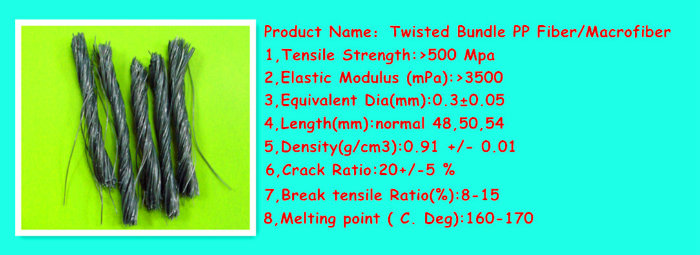 PP Twist Fiber Synhtetic Macro Fibers Twisted Bundle Form