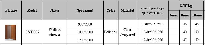 Walk-in Shower Cubicle /Bathtub Shower Screen (CVP007)