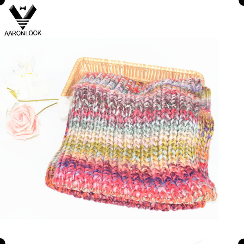 Fashion Iceland Yarn Multicolor Space Dyed Knitted Loop Scarf