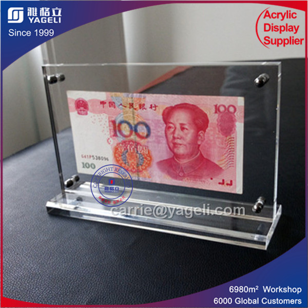 Different Currence Acrylic Money Frame