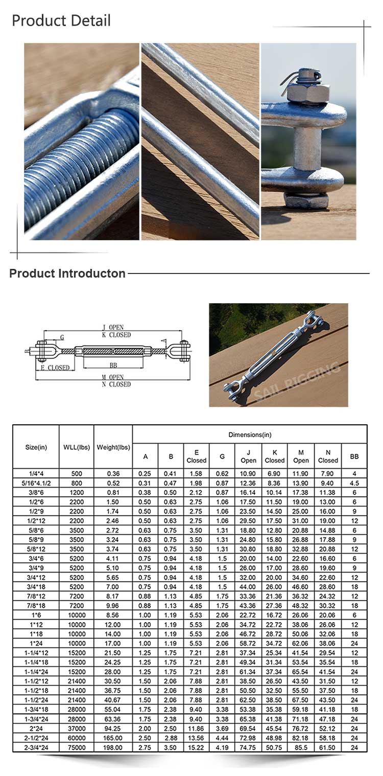 High Grade Steel Forged Us Type Turnbuckle