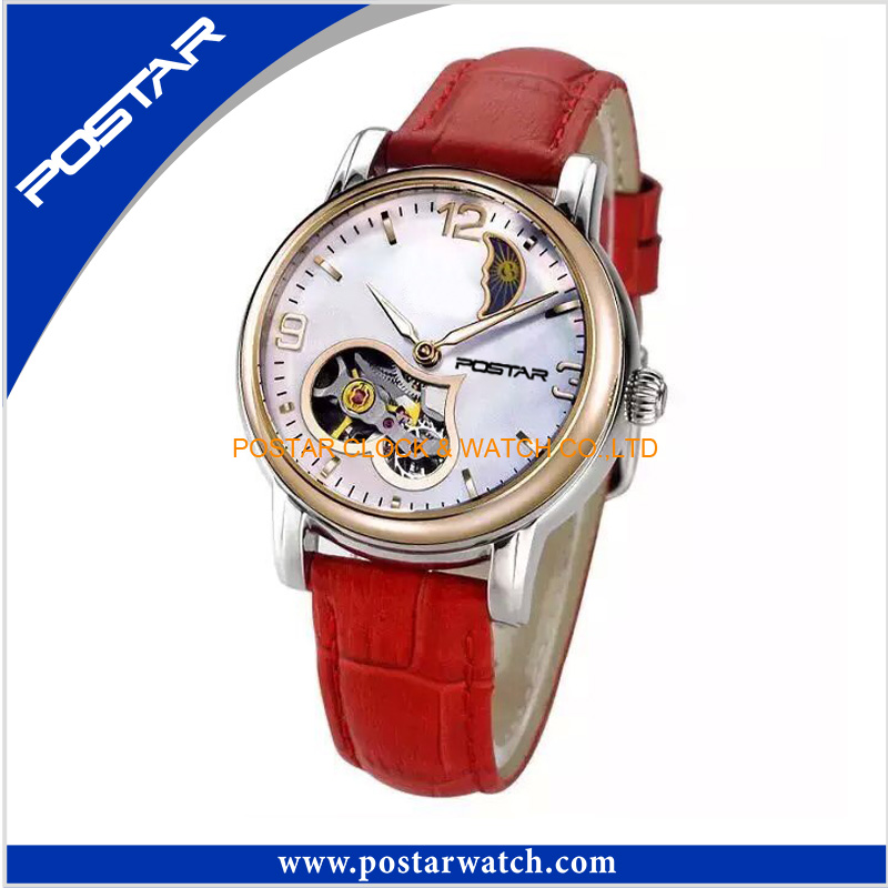 Fashion OEM&ODM Ladies Watch with Red Genuine Leather Band Gift Wrist Watch