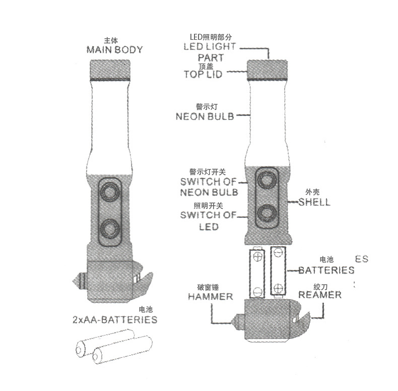 High Quality Multi-Function Emergency Hammer