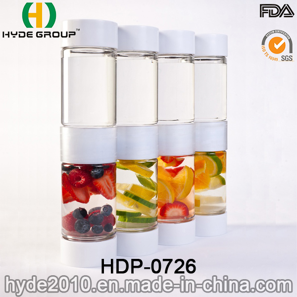 500ml Plastic White BPA Free Tritan Fruit Infuser Water Bottle, Plastic Fruit Infusion Bottle (HDP-0726)