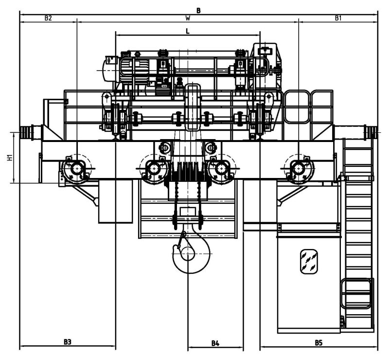 Overhead Crane with Hook Foundry Capacity 5 Ton to 74ton