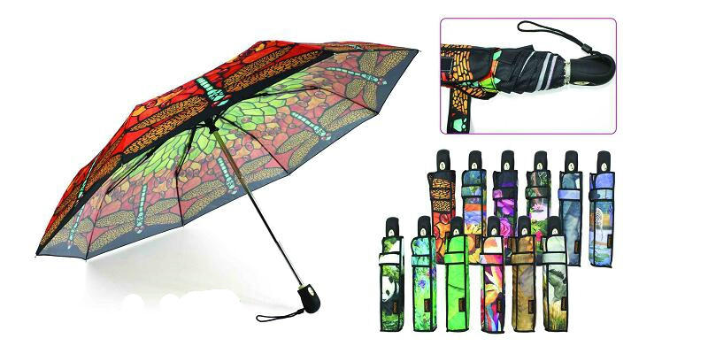 Paper Print 3 Section Automatic Umbrellas (YS-3FA22083561R)