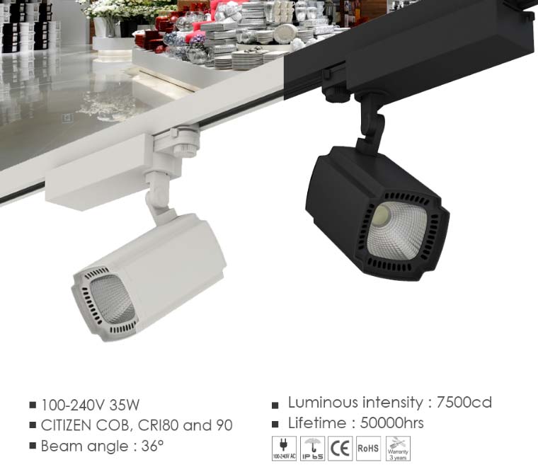 Citizen COB LED Track Light 50W/30W, High CRI LED Track Shop Light with Ce RoHS