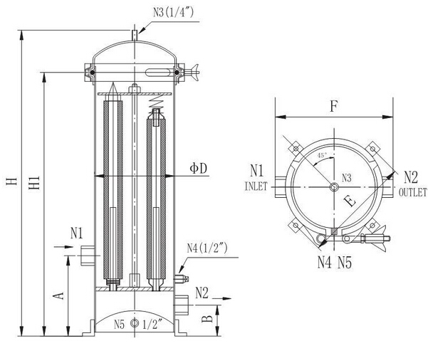 Stainless Steel Water Filter Cartridge Housing