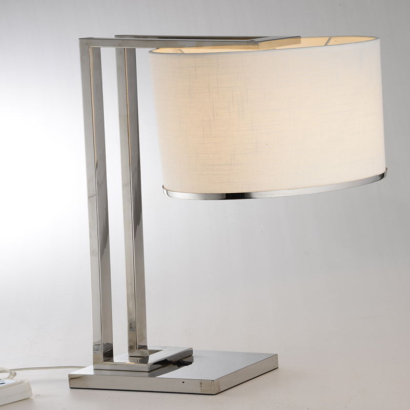 Eucorative Hotel Decorative Fabric Bedside Stainless Steel Reading Table Lamp