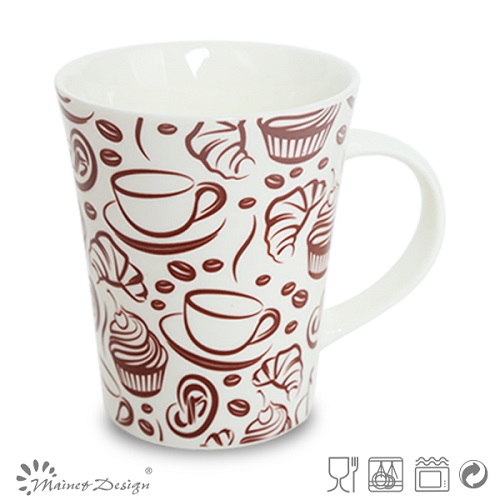 13oz New Bone China Mug with Texture and Flower Decal Design