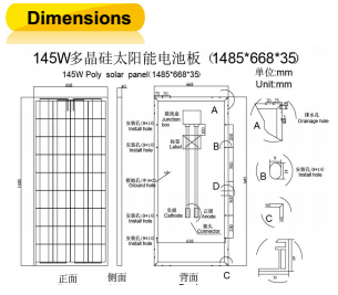 145W Poly Solar Panel for Global Market