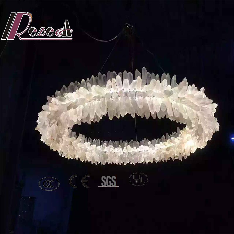 One Round Stone Crystal Pendant Lamp for Hotel Project