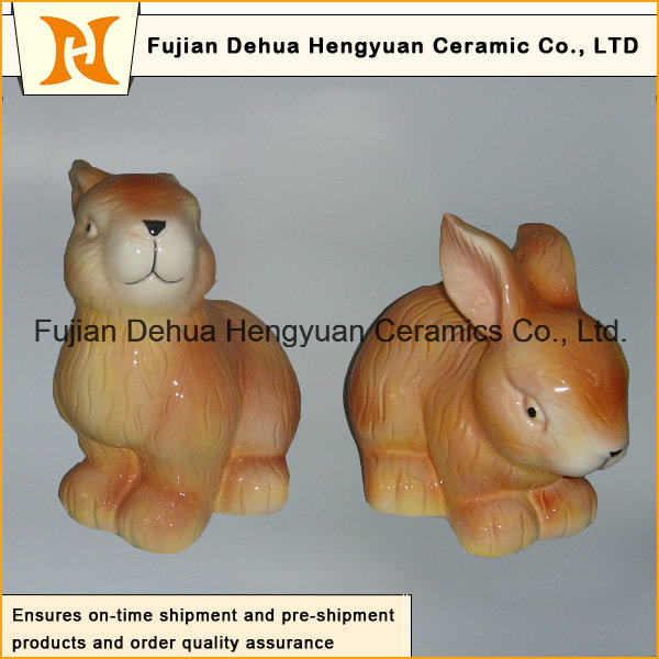 Animal Shaped Ceramic Craft, Ceramic Rabbit for Easter Decoration