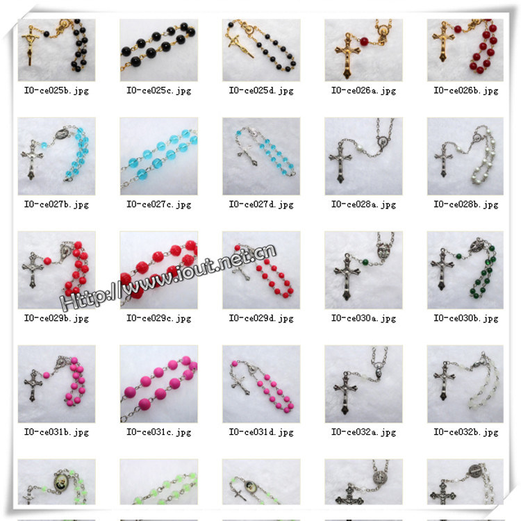 Classic Catholic Wooden Beads Finger Rosaries with Cross (IO-CE023)