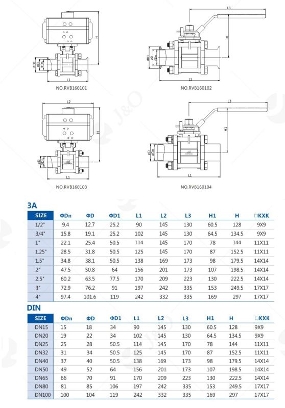 Stainless Steel Three-Piece Sanitary Male-Male Ball Valve