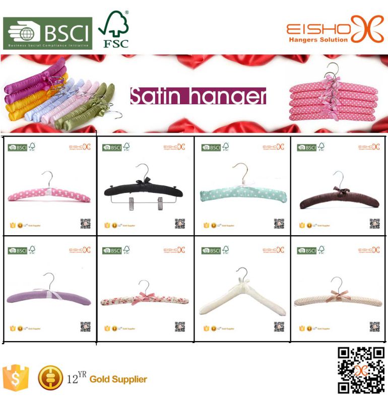 Satin Padded Cloth Hanger with Clips