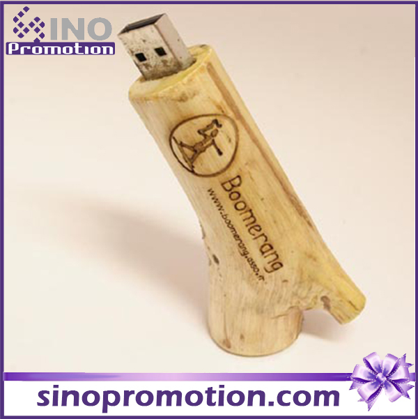 Promotional Wooden Timber Pile Brown 64GB USB Flash Drive