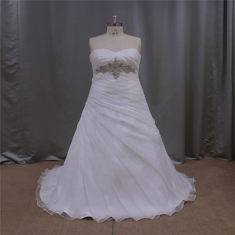 Organza Beading A Line Plus Size Wedding Dress