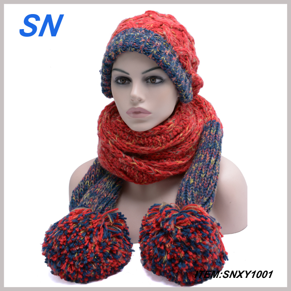 2013 Acrylic Knitted Stock Promotion Hat Gloves Scarf (SNXY1001)