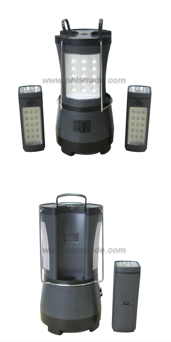 Rechargeable LED Camping Lantern W/2 Detachable Torch