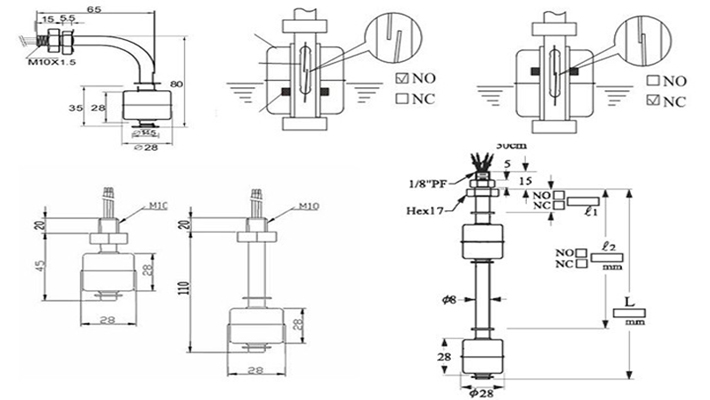 Small Plastic Float Level Switch (CX-FLM-RF20F)