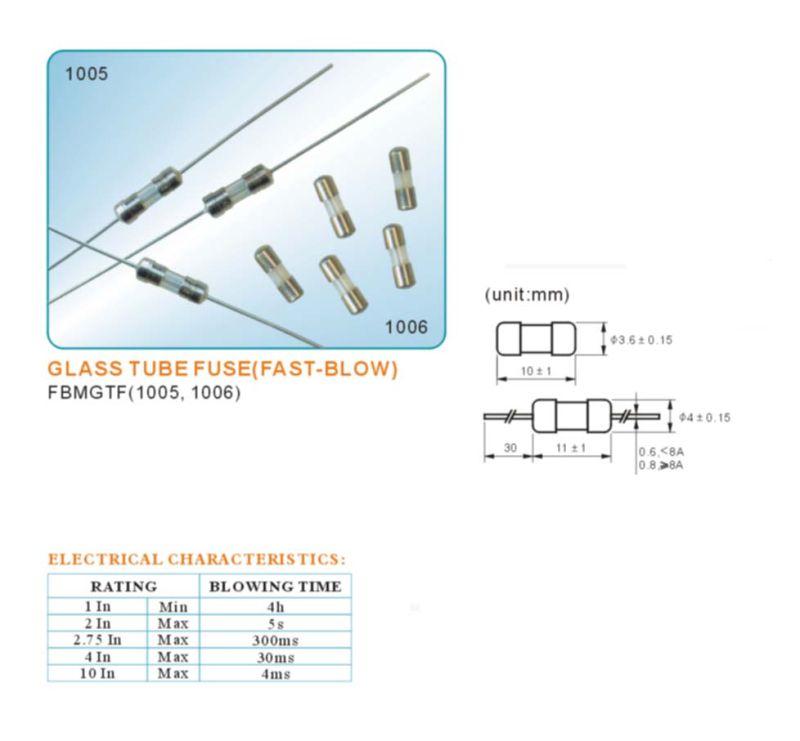 Unique Design Glass Tube Fuse