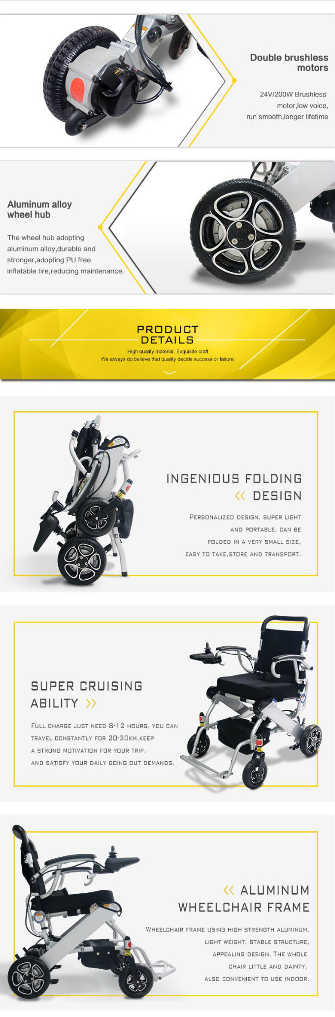 New Product Super Light Weight Carried Portable Electric Power Wheelchair