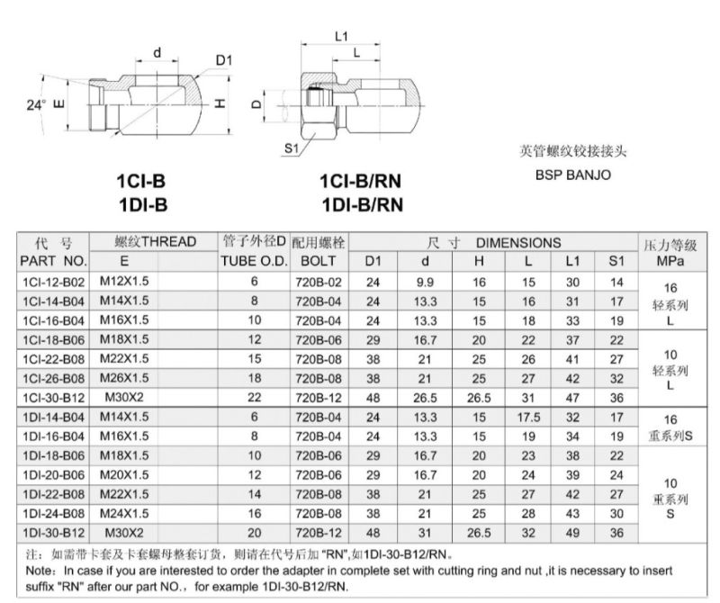 High Pressure Carbon Steel Bsp Male Banjo Fitting (1CI-B)