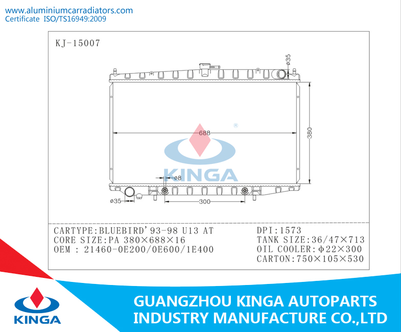 Performance Auto Radiator for Nissan Bluebird'93-98 U13 at