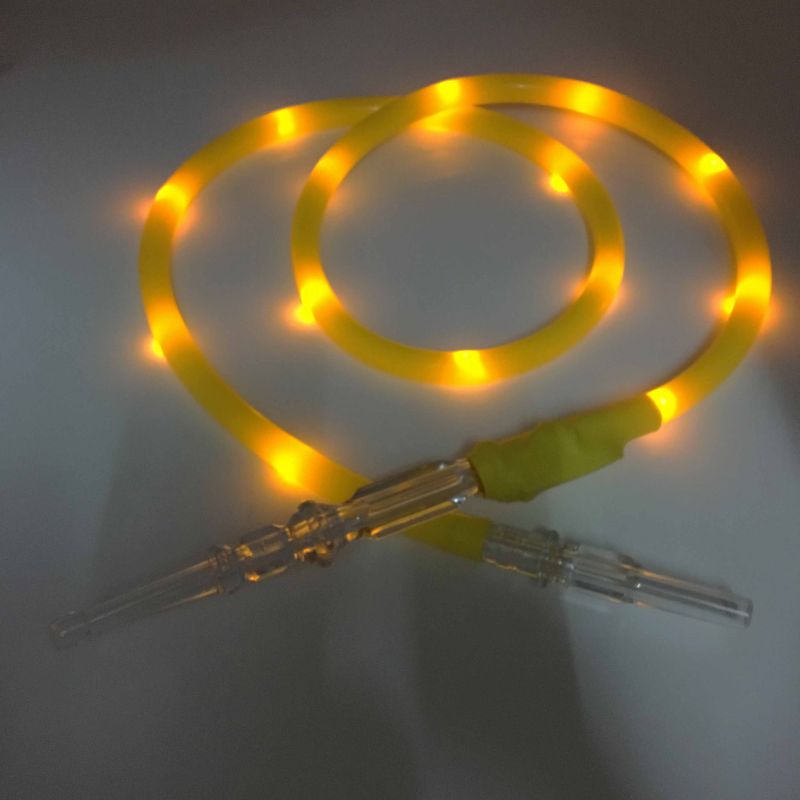 Newest 1.8m Yellow LED Flashlight Silicone Hookah Shisha Hose (ES-HH-015-3)