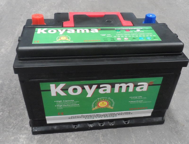 DIN75mf 12V75ah Maintenance Free Lead Acid Car Storage Battery