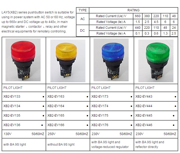 Lay5 (XB2) Series Push Buttons Switches