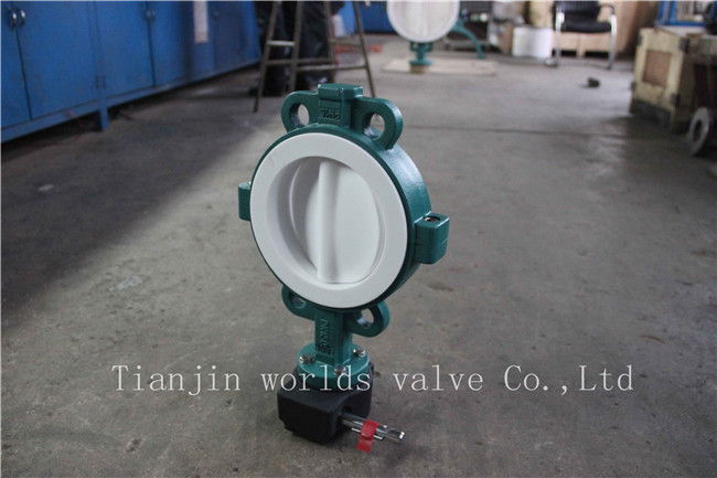 Teflon PTFE Lined Wafer Butterfly Valve with Ce ISO Wras Approved