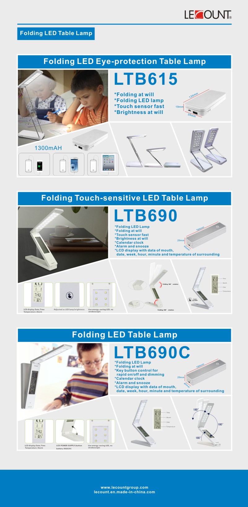 Foldable LED Reading Lamp with Calendar (LTB690C)