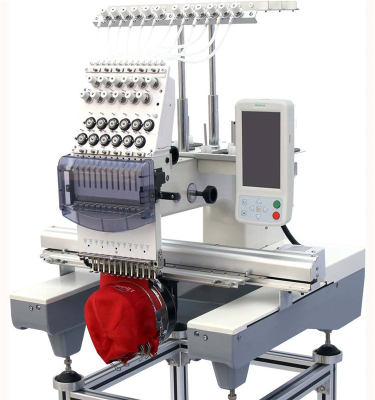 Single Head High Speed Commercial Embroidery Machine for Hat/ Cap/ T-Shirt /Uniforms/Jackets/Flat